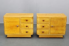 Pair of 1940s Czechoslovak Art Deco Nightstands with Painted Maple Imitation Fin