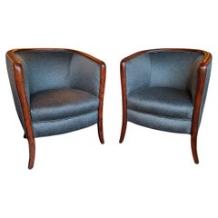 Pair of 1940s Danish Art Deco Walnut Armchairs