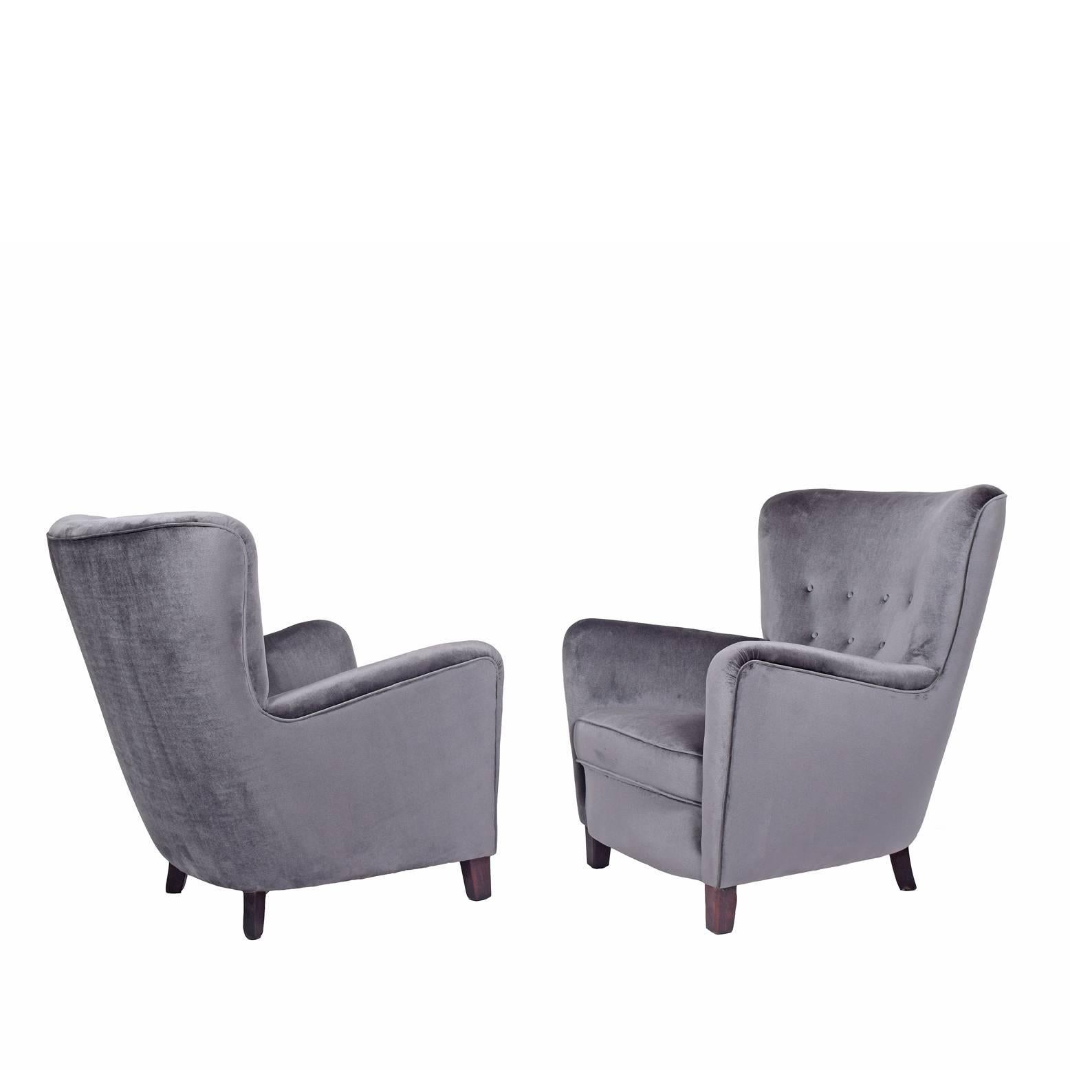 Modern Pair of 1940s Danish Easy Chairs