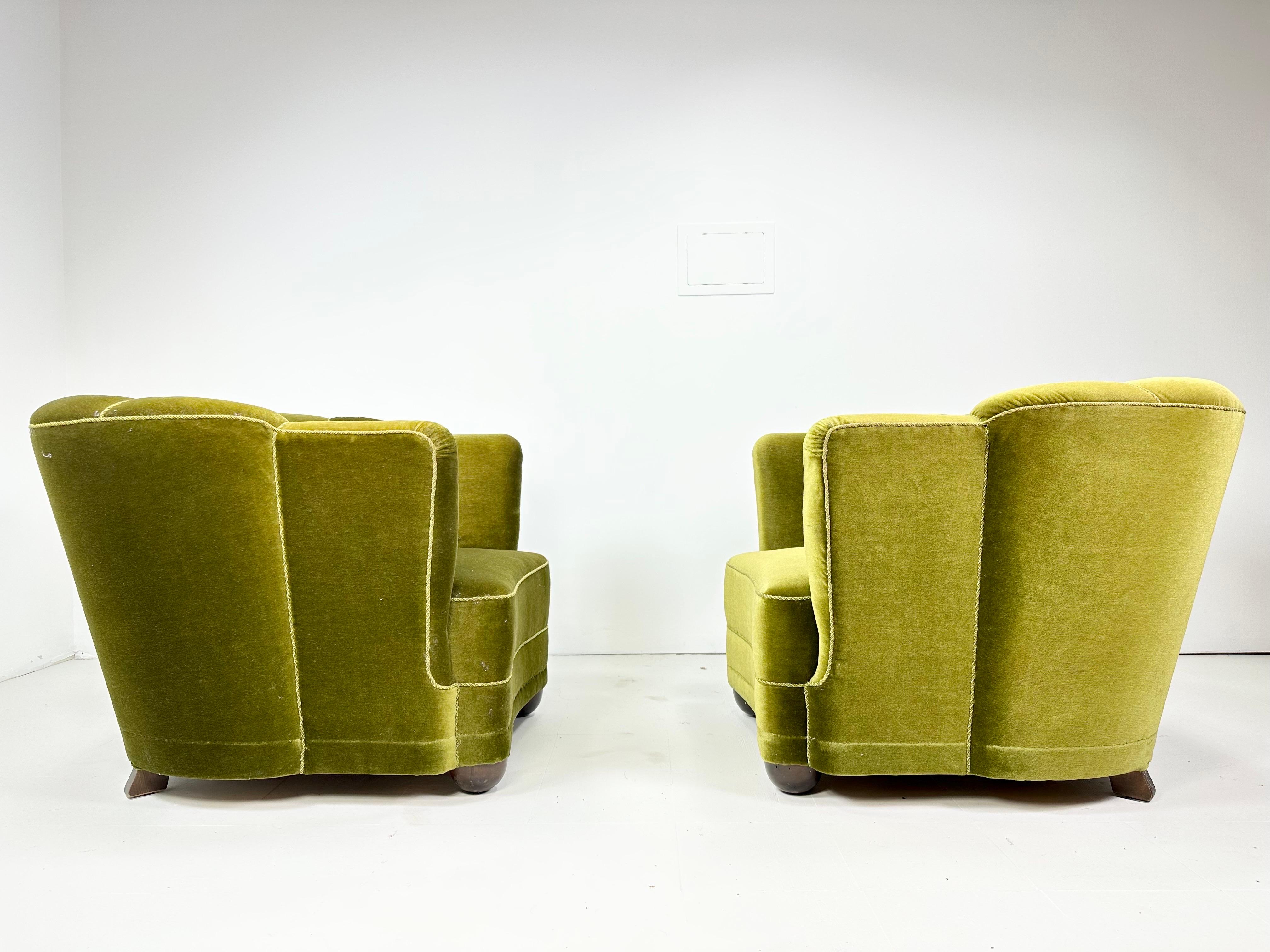 Pair of 1940’s Danish Lounge Chairs In Good Condition For Sale In Turners Falls, MA