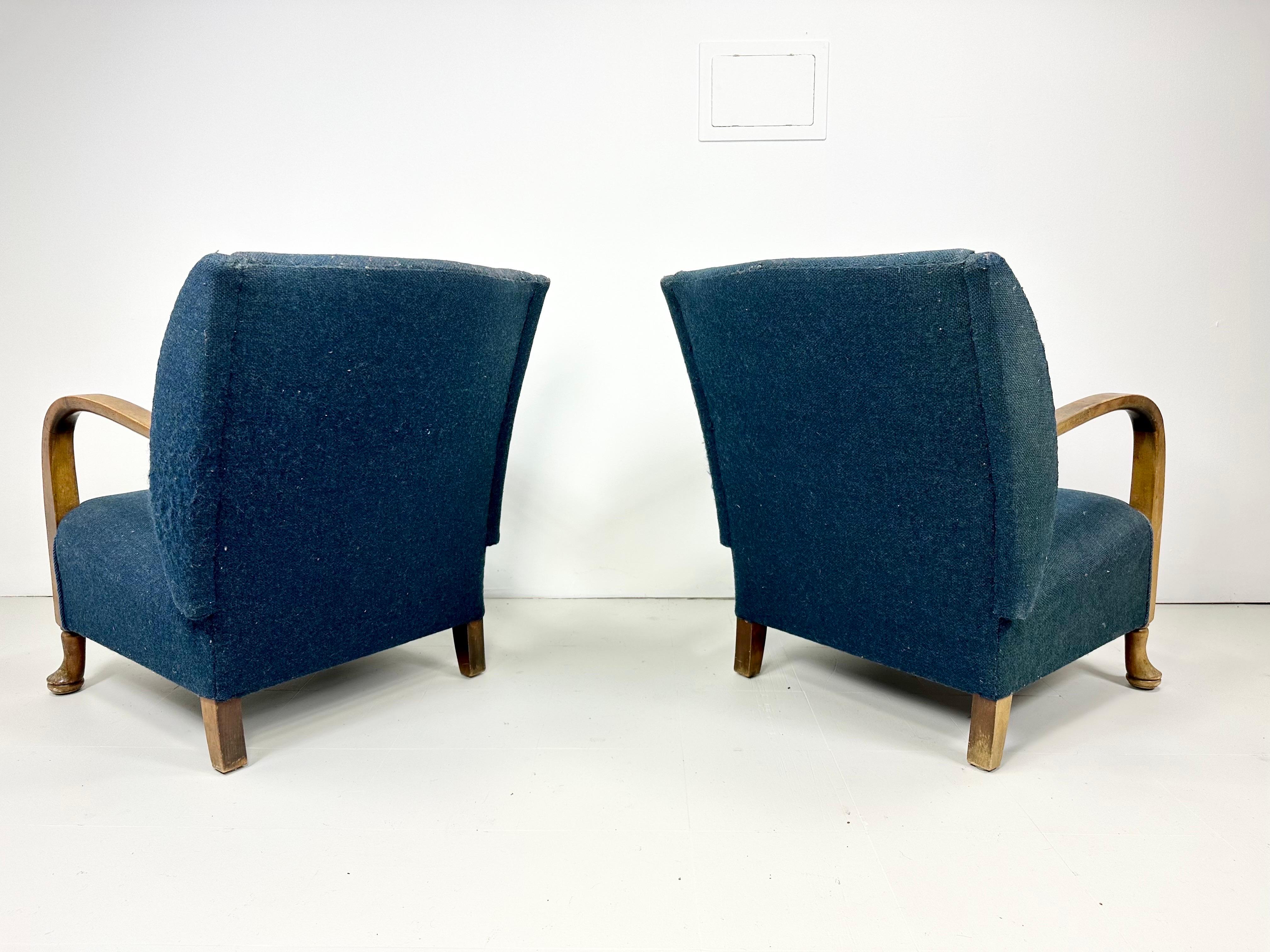 Pair of 1940’s Danish Lounge Chairs For Sale 1
