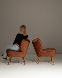 Pair of 1940s Danish Upholstered Cocktail Chairs