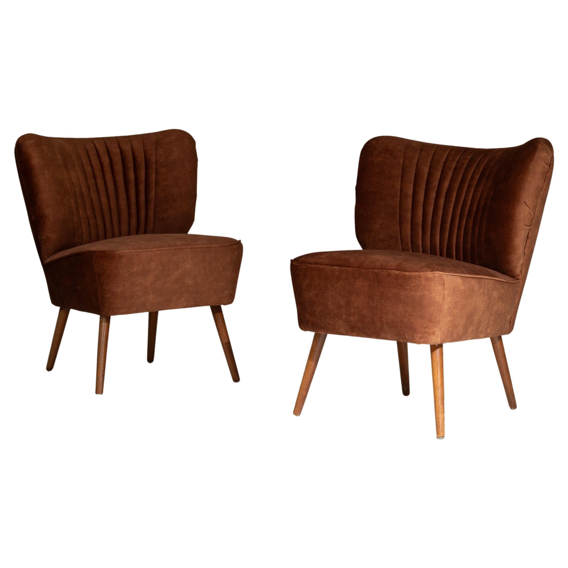 Pair of 1940s Danish Upholstered Cocktail Chairs