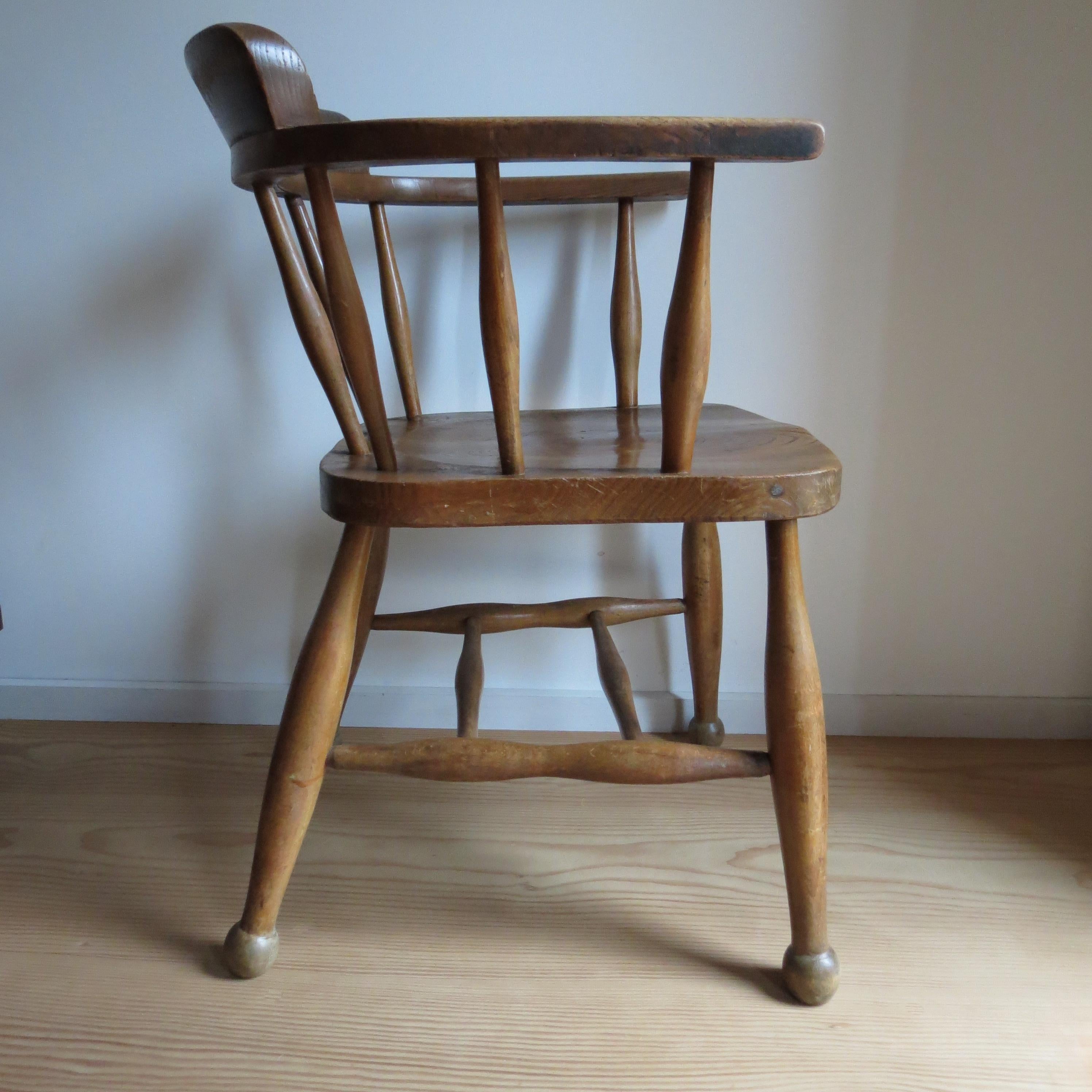 Pair of 1940s Elm Captain carver chairs CC41 Utility Design Furniture 3