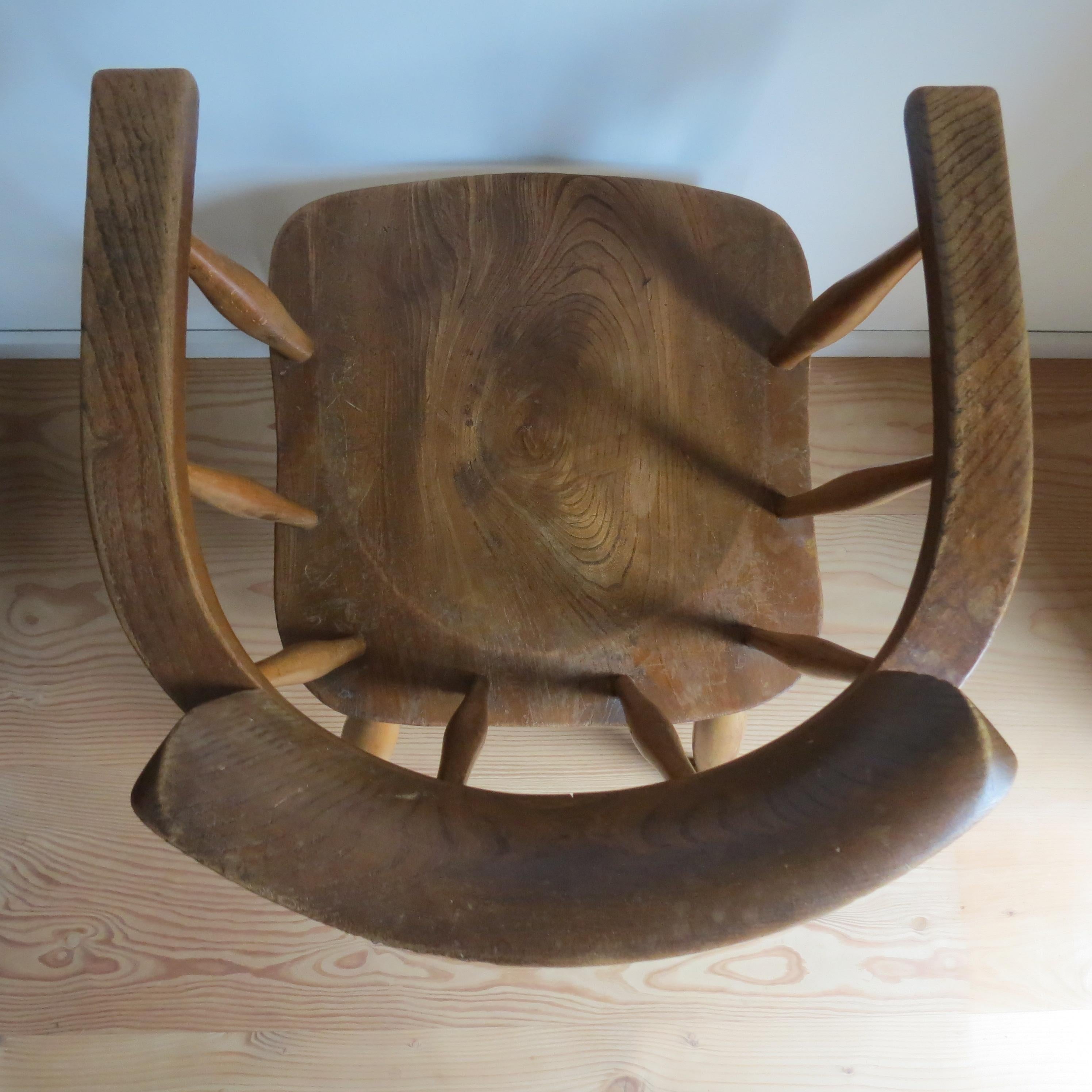 Pair of 1940s Elm Captain carver chairs CC41 Utility Design Furniture 4