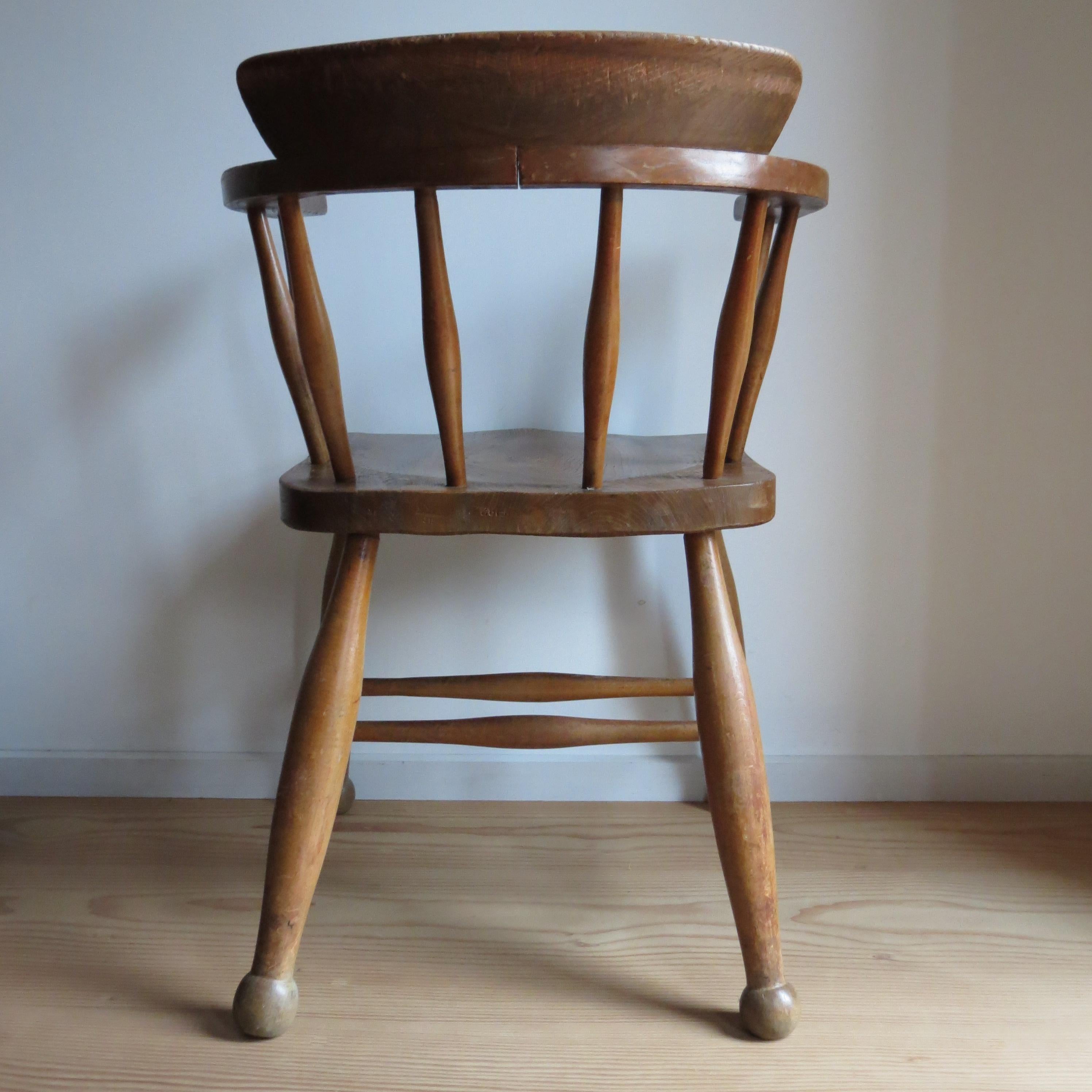 Pair of 1940s Elm Captain carver chairs CC41 Utility Design Furniture 5