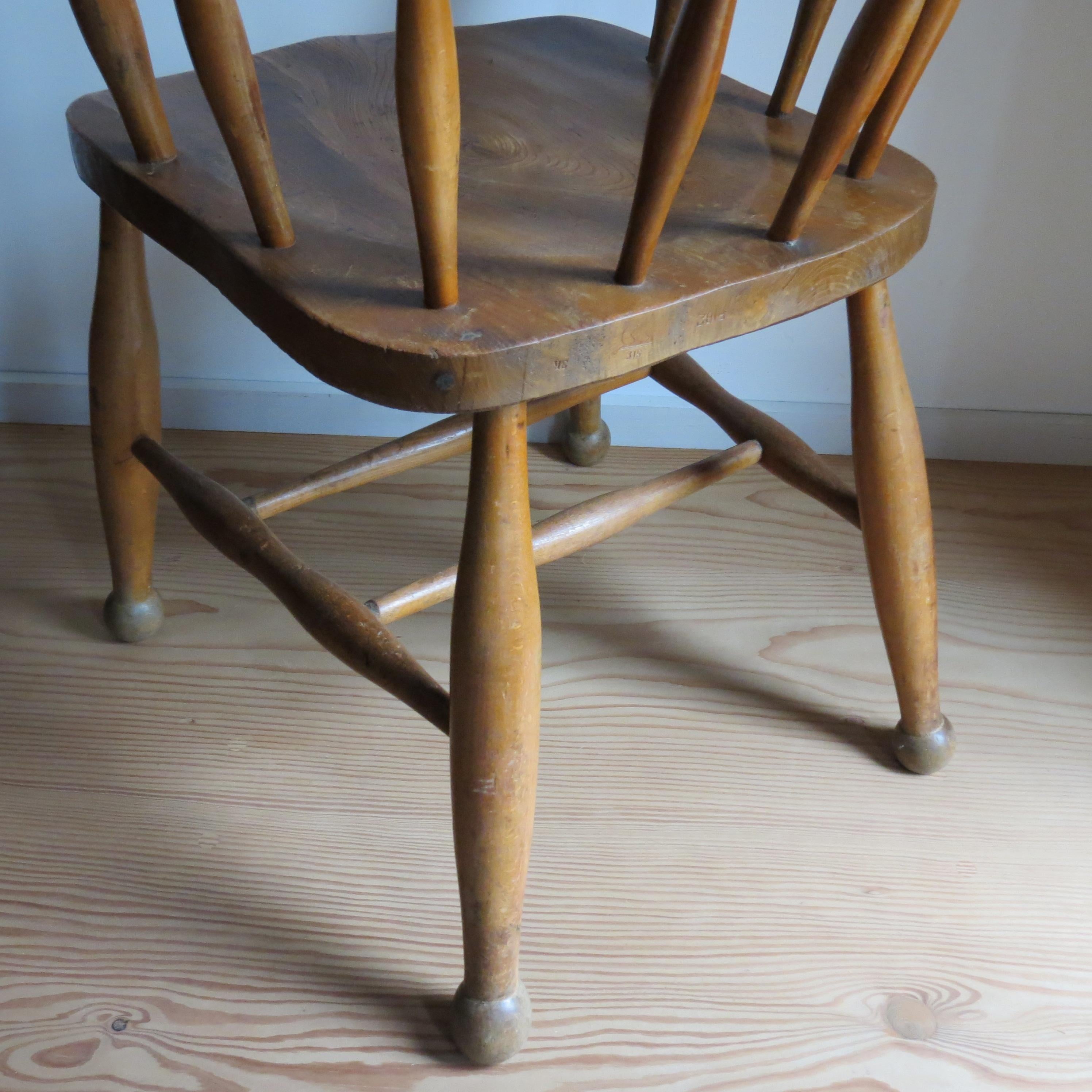 Pair of 1940s Elm Captain carver chairs CC41 Utility Design Furniture 8