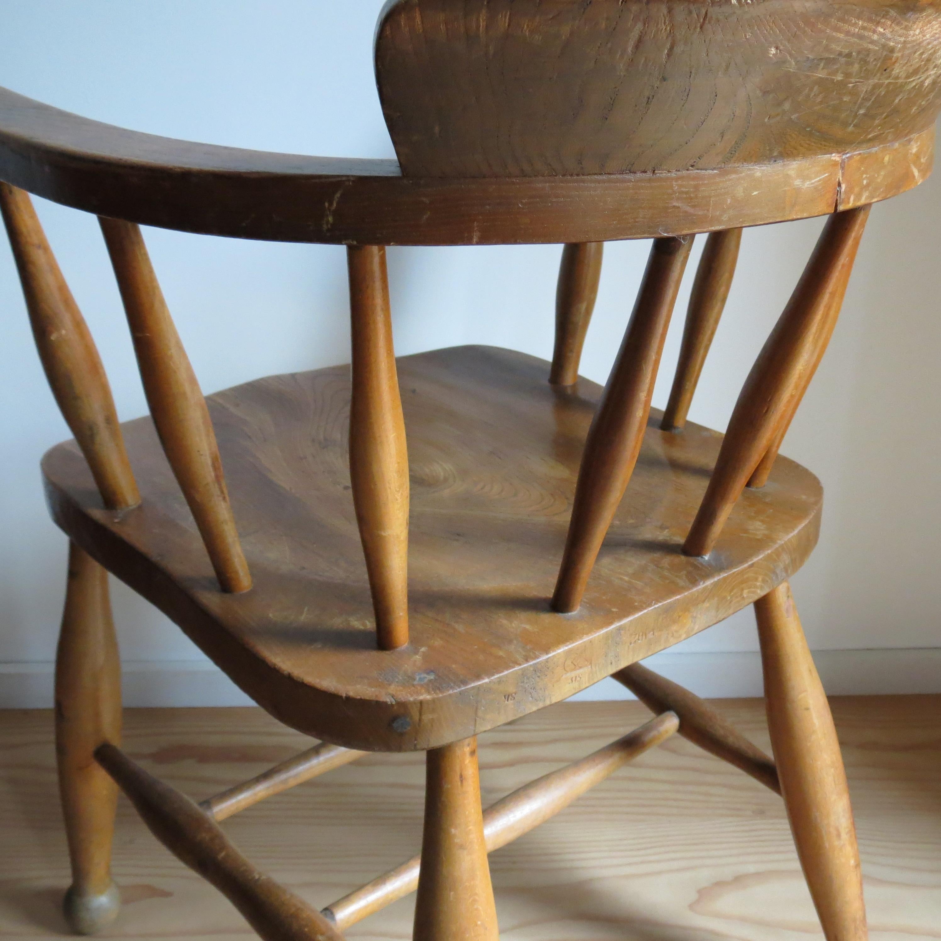 Pair of 1940s Elm Captain carver chairs CC41 Utility Design Furniture 9