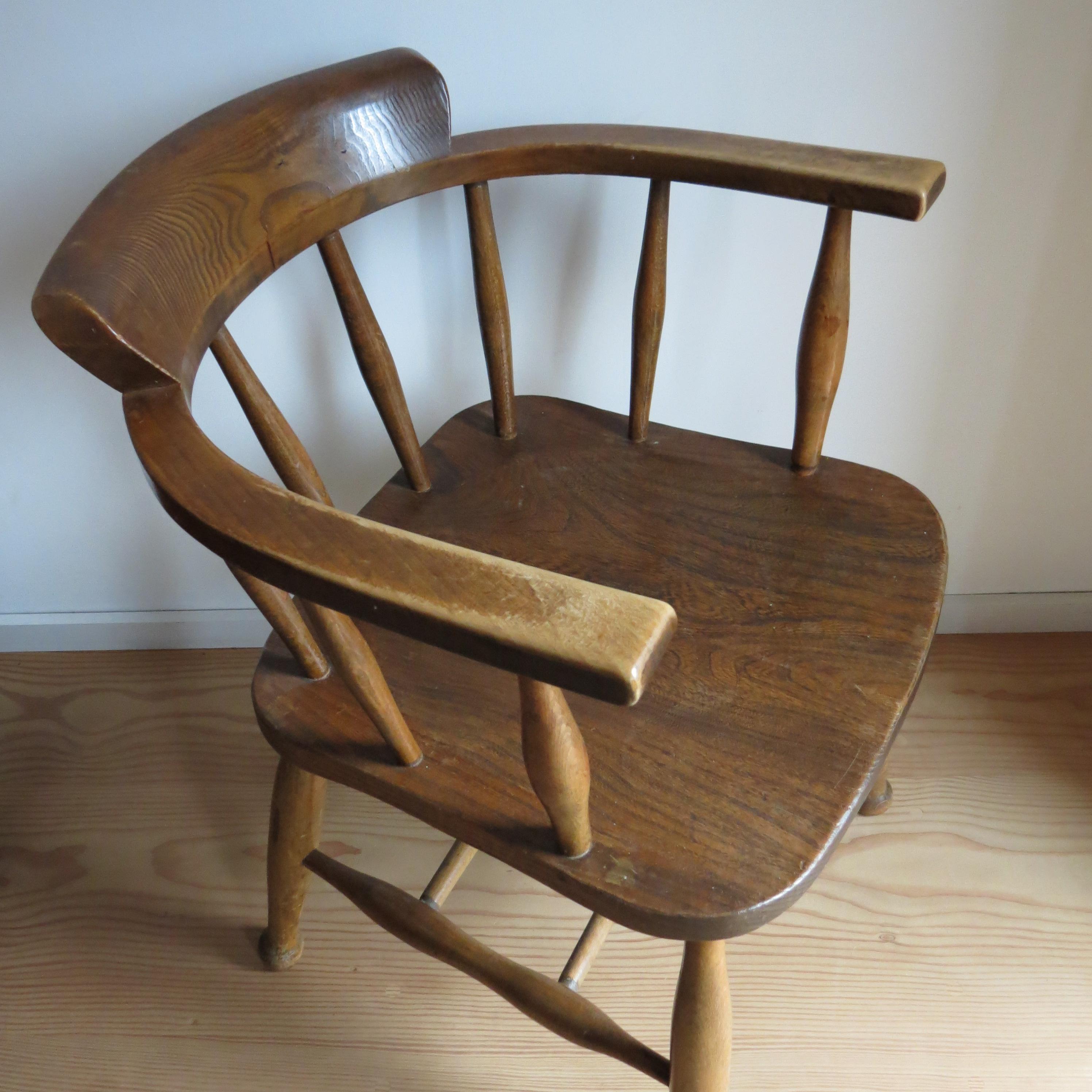 Pair of 1940s Elm Captain carver chairs CC41 Utility Design Furniture 10