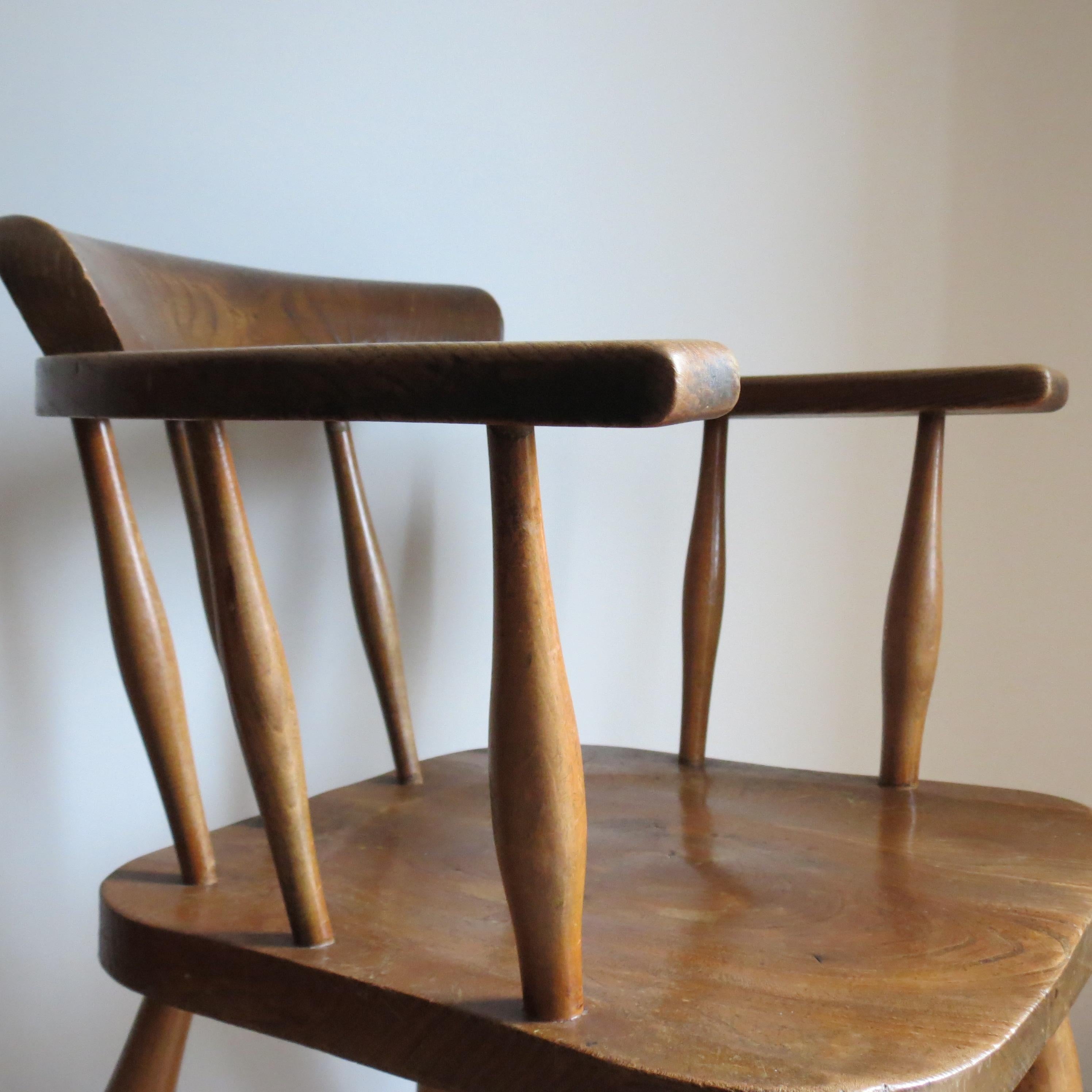 20th Century Pair of 1940s Elm Captain carver chairs CC41 Utility Design Furniture