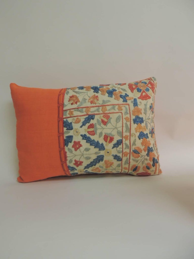 Pair Of 1940s Embroidery Floral Vintage Suzani Bolster Decorative