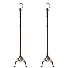 Pair of 1940s Expandable Wrought Floor Lamps