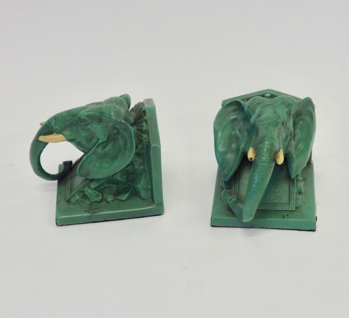 Art Deco Pair of 1940s Frankart Style Elephant Bookends