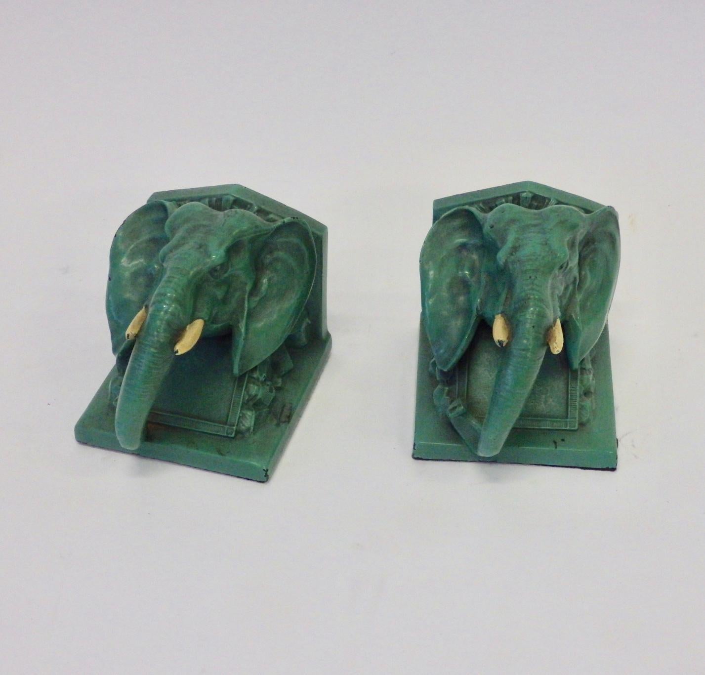 American Pair of 1940s Frankart Style Elephant Bookends