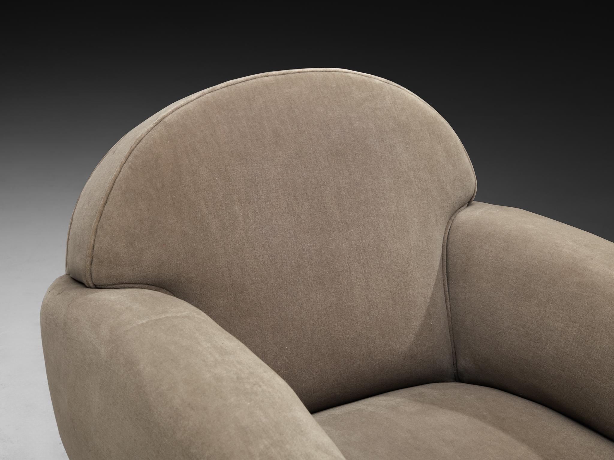 Paire de chaises longues Art déco françaises des années 1940 en velours gris en vente 4