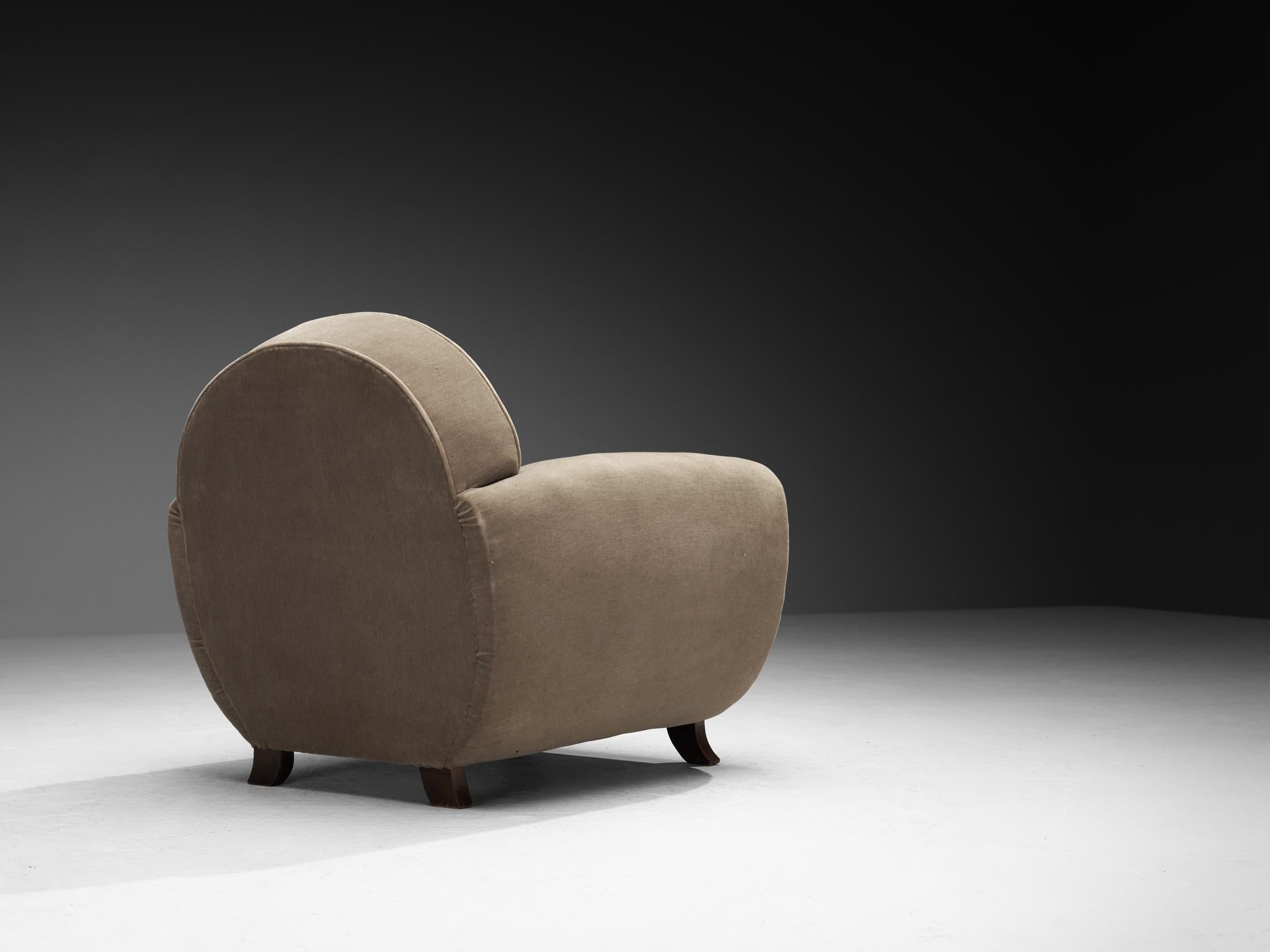 Paire de chaises longues Art déco françaises des années 1940 en velours gris en vente 3