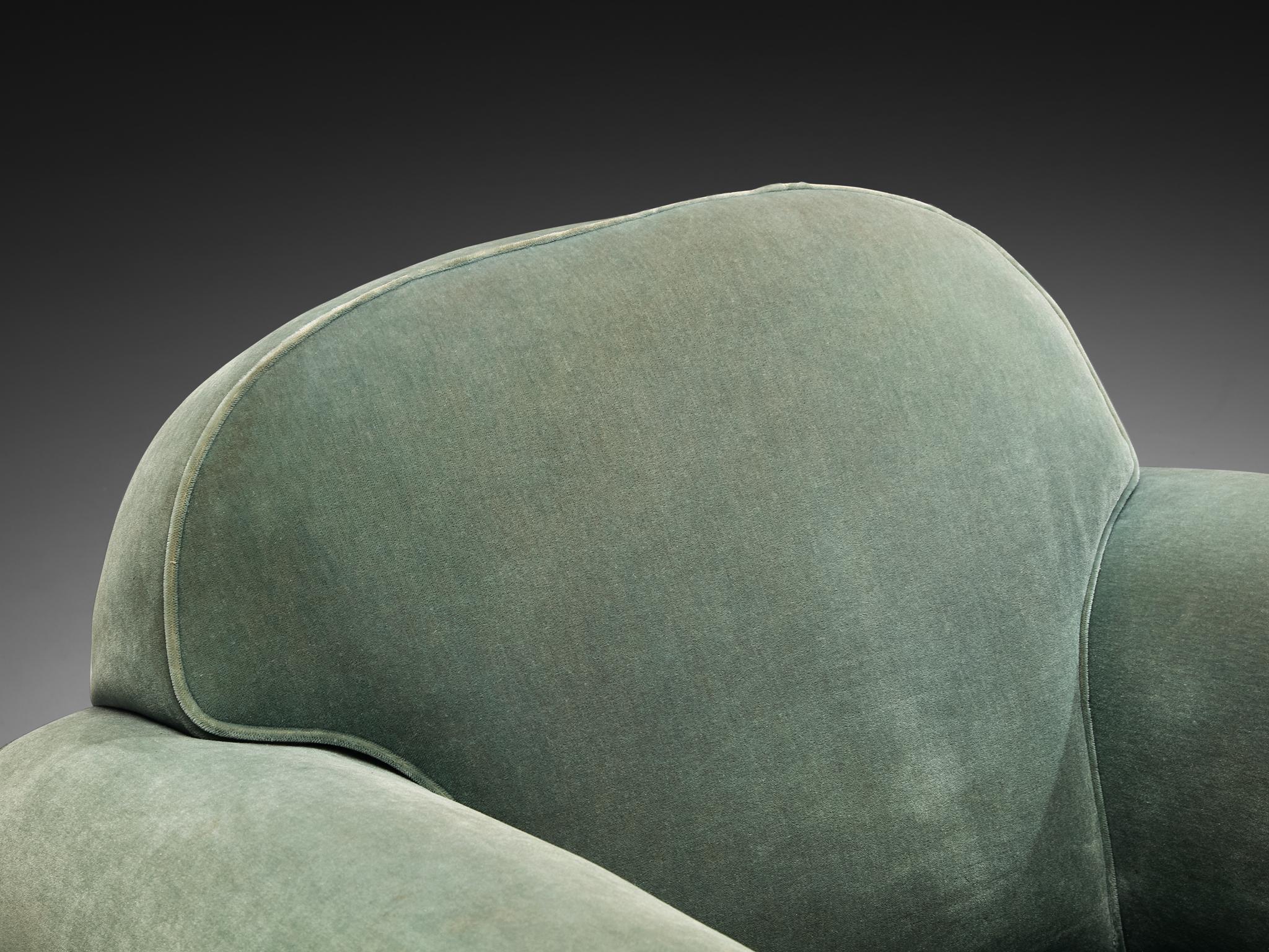 Paire de chaises longues Art Deco françaises des années 1940 en velours vert menthe en vente 5