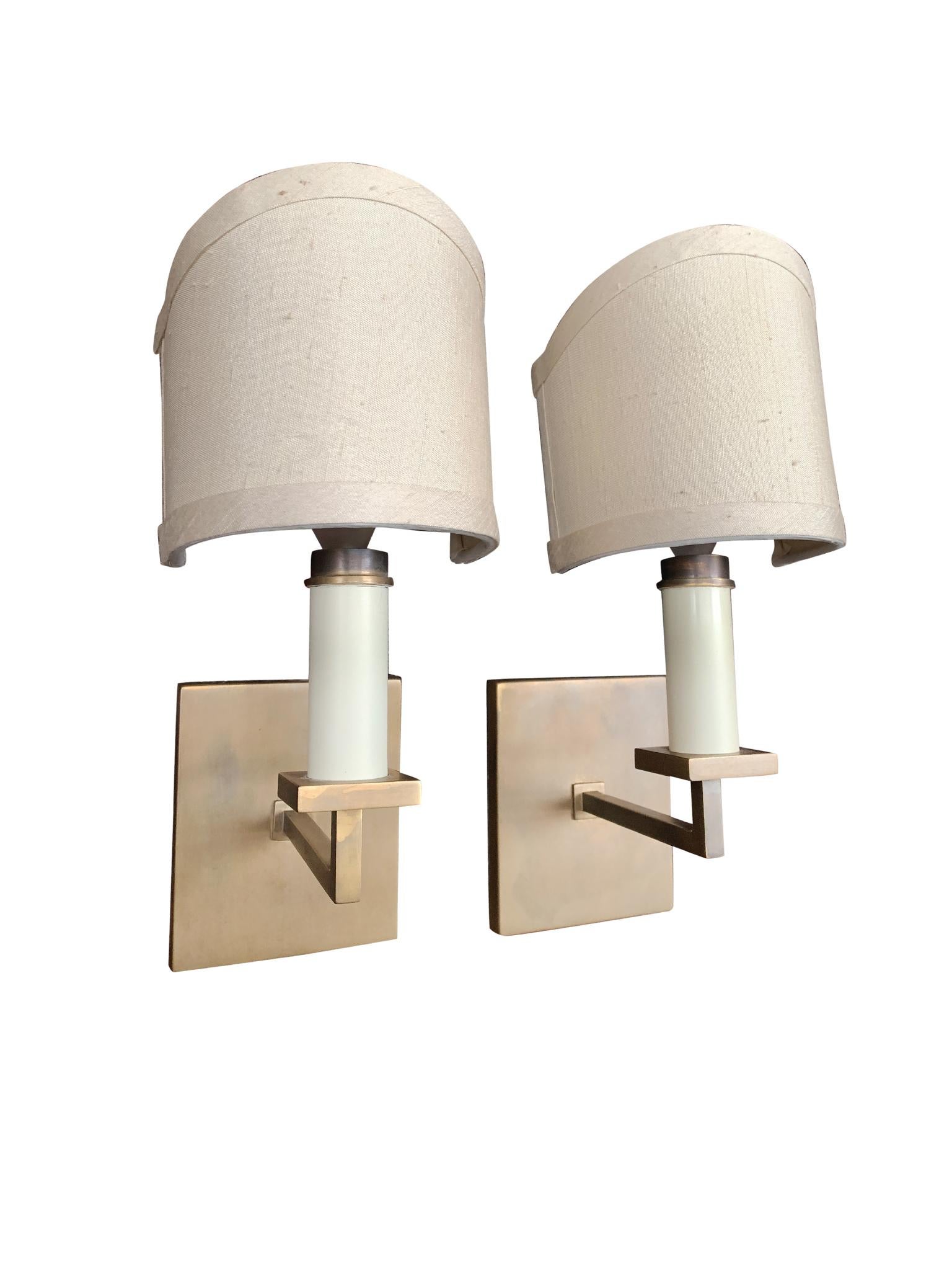 Mid-20th Century Pair of 1940s French Brass Sconces