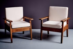 Pair of 1940s French Lounge Chairs in the Manner of René Gabriel France, 1940s