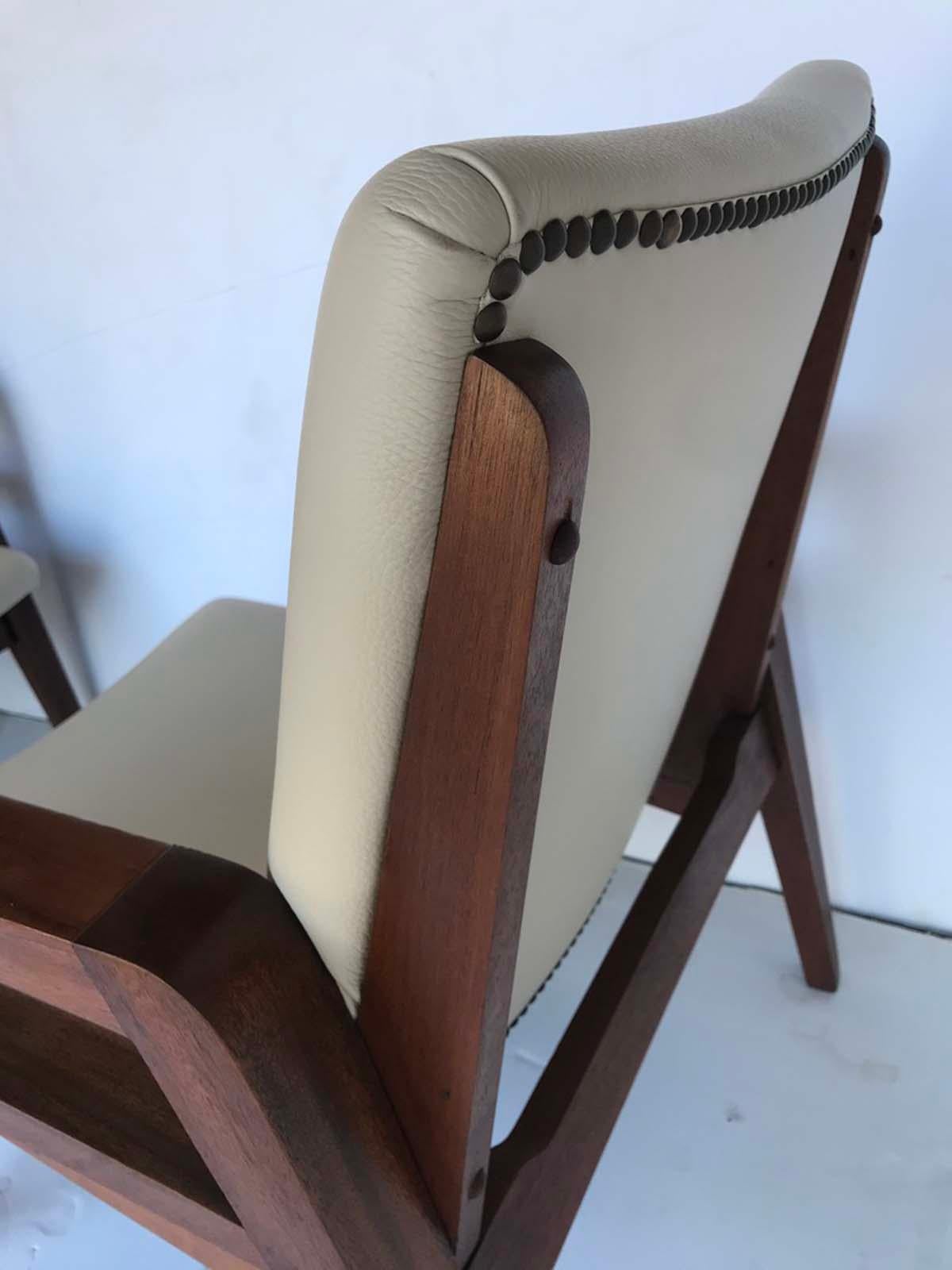 Pair of 1940s French Mahogany and Leather Armchairs 6