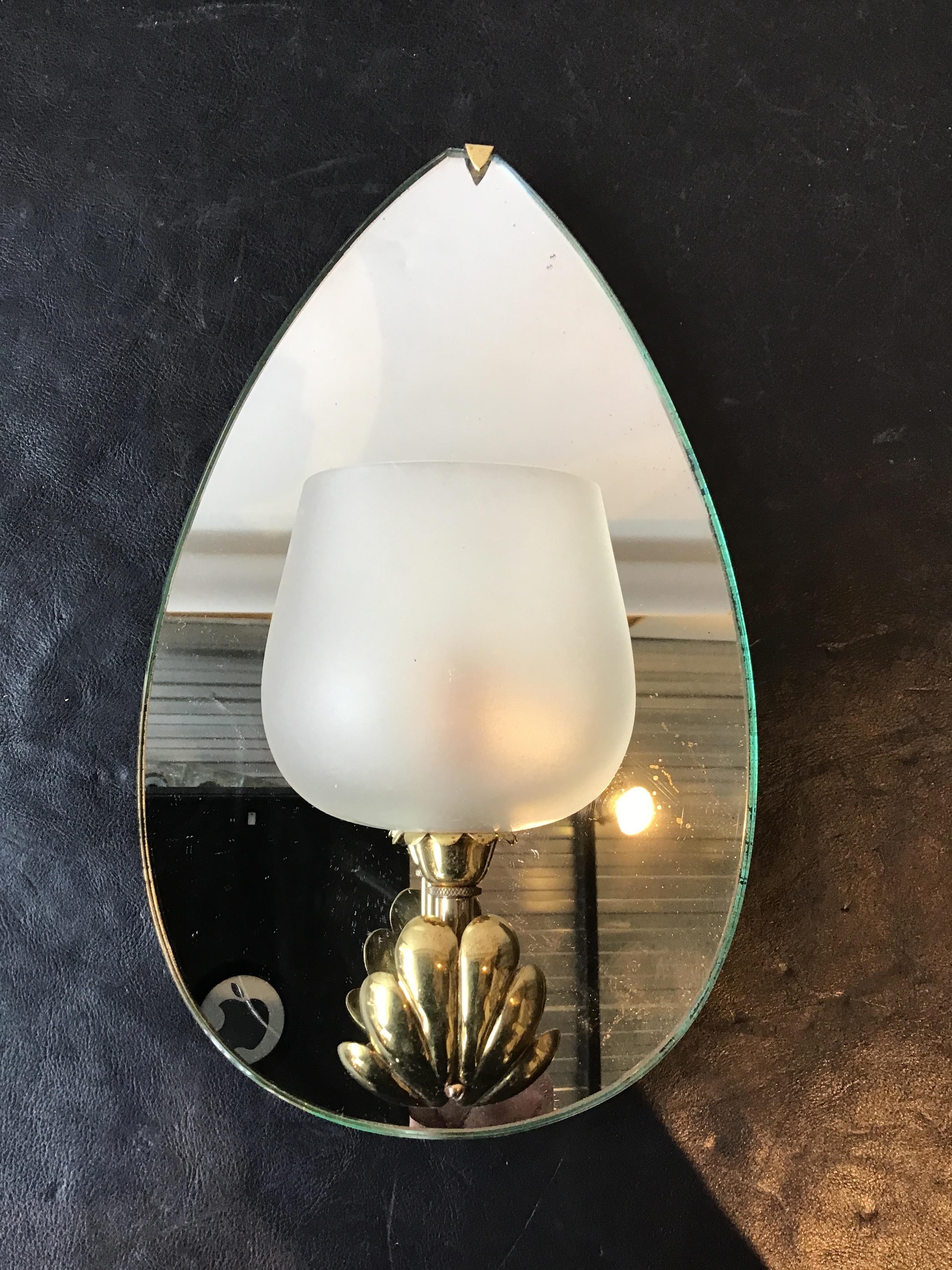 Pair of 1940s French mirrored back sconces.
