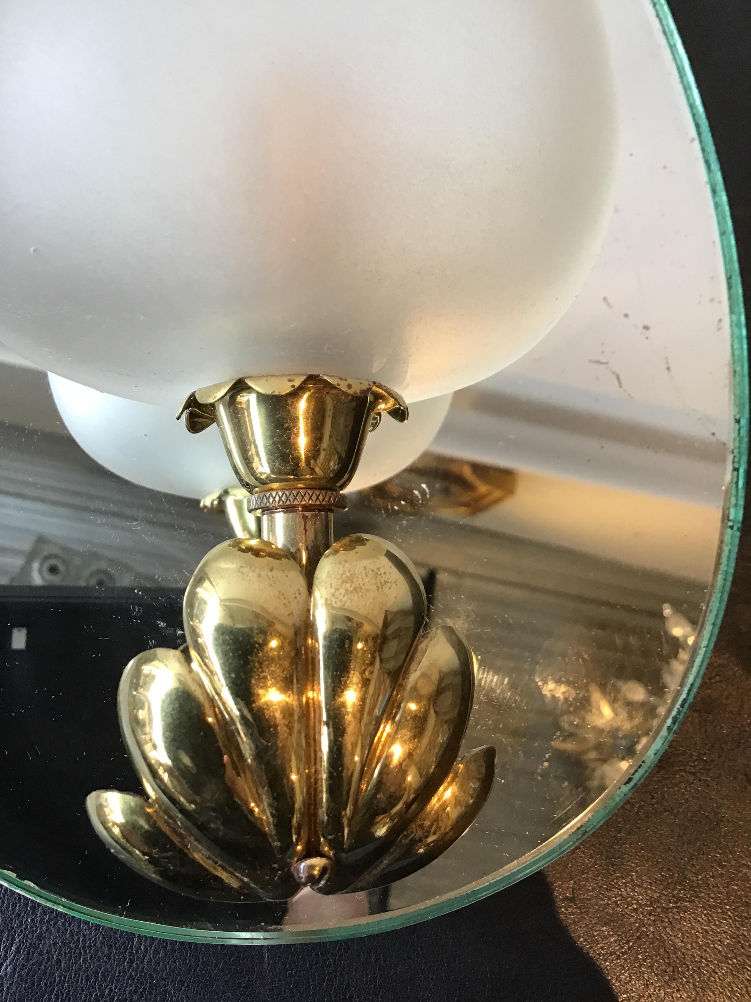 Pair of 1940s French Mirrored Back Sconces In Good Condition For Sale In Tarrytown, NY