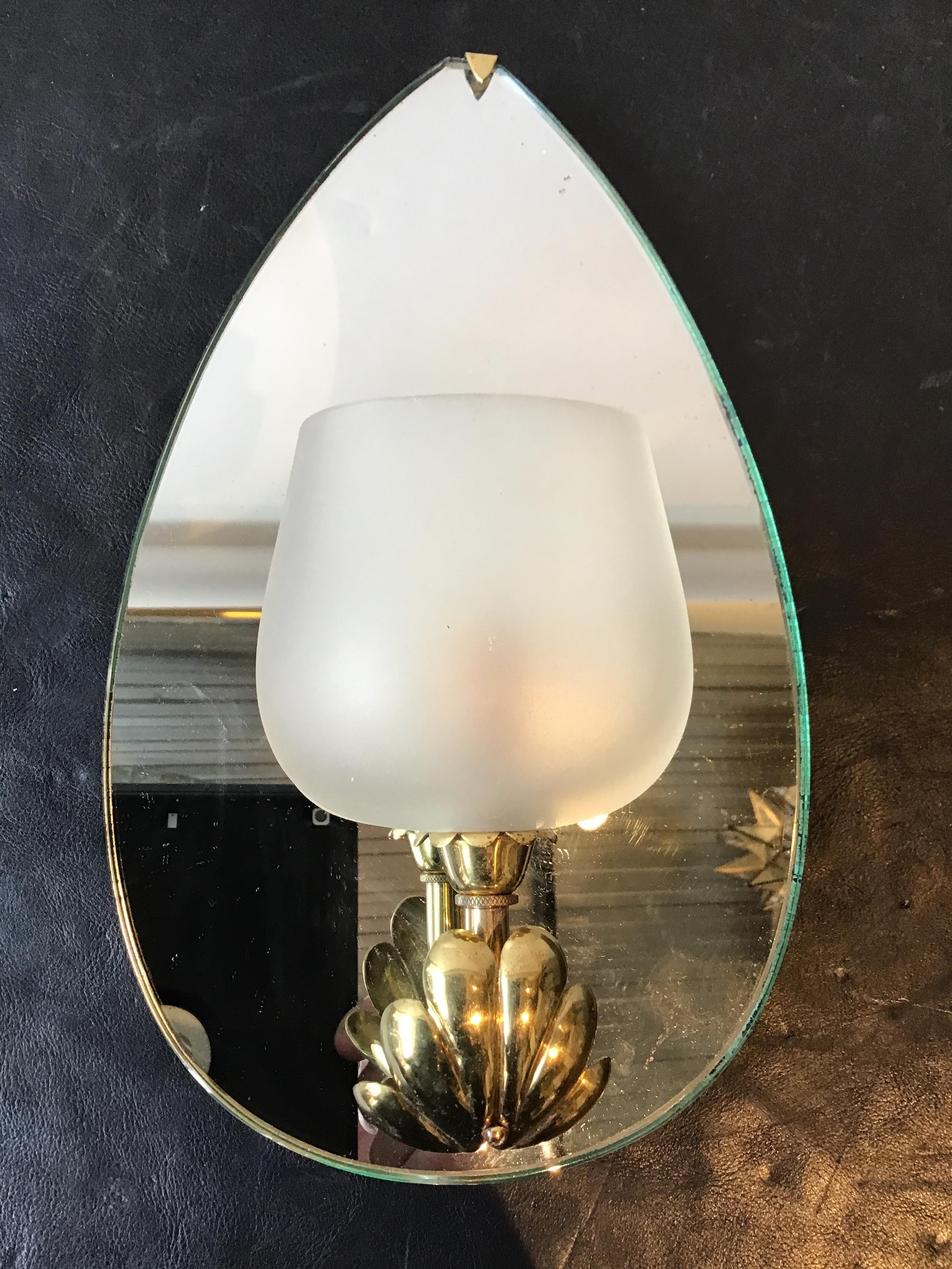 Pair of 1940s French Mirrored Back Sconces For Sale 1