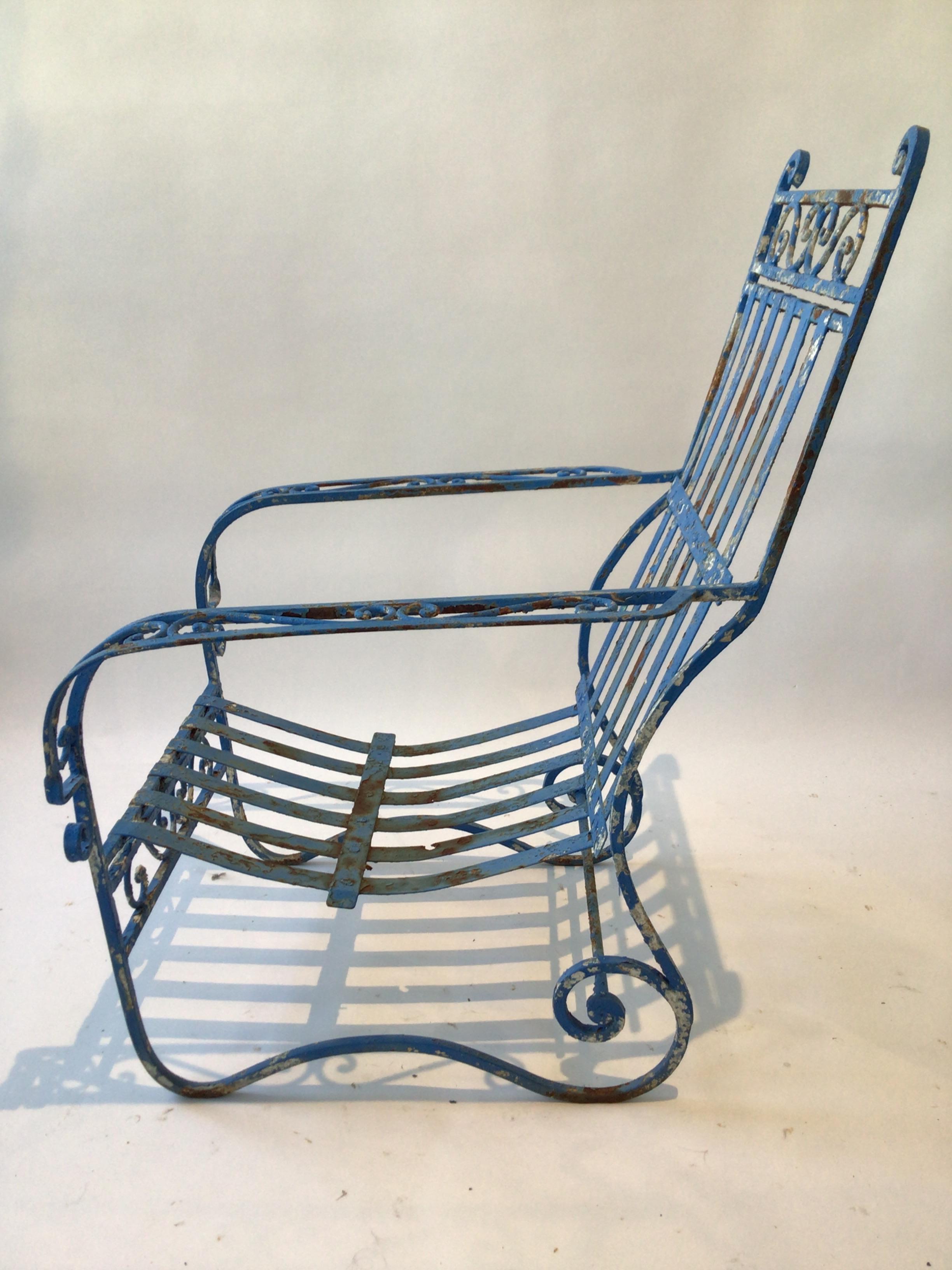 Wrought Iron Pair Of 1940s French Outdoor Iron Armchairs