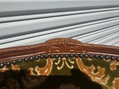 Pair of 1940's French Provincial Style Walnut Upholstered Bergeres