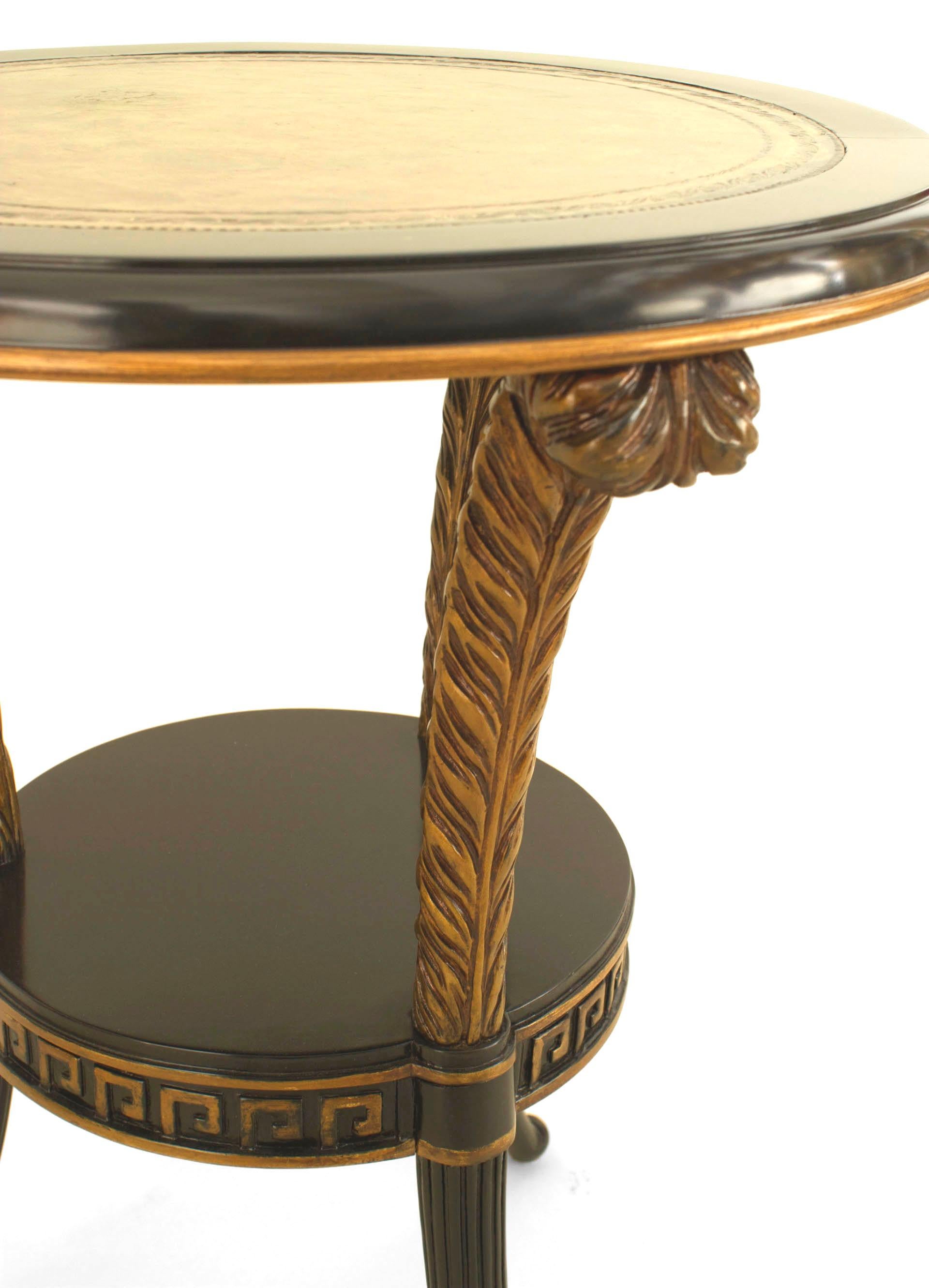 Pair of Maison Janson French Regency Style Ebonized Greek Key End Tables In Good Condition For Sale In New York, NY