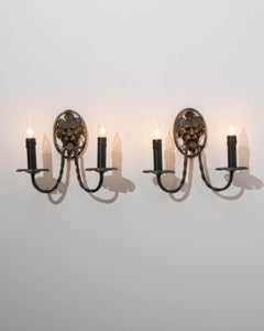 Pair Of 1940s French Wall Sconces With Lion Heads