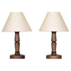 Pair of 1940's French Wood Lamps
