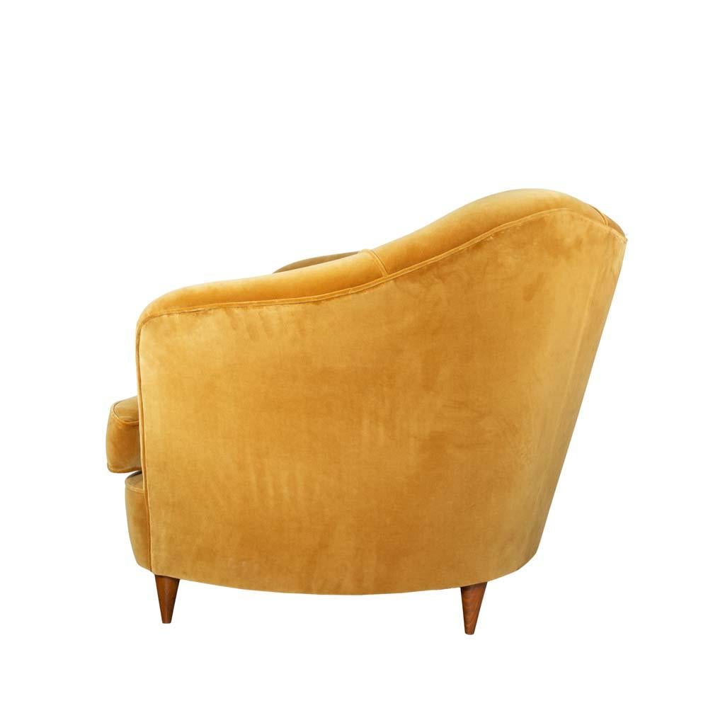 Mid-20th Century Pair of 1940s Gold Velvet Armchairs Designed by Gio Ponti for Casa Giardino