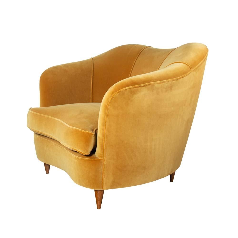 Metal Pair of 1940s Gold Velvet Armchairs Designed by Gio Ponti for Casa Giardino