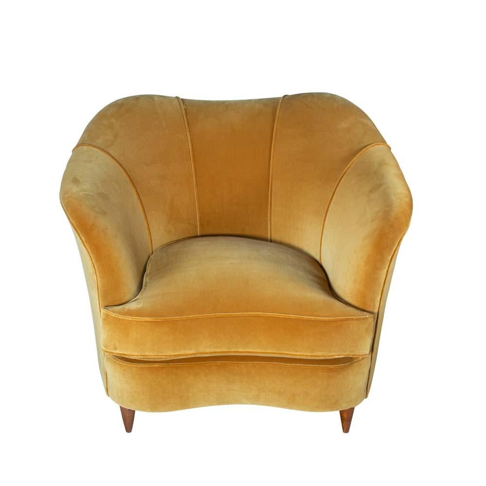 Pair of 1940s Gold Velvet Armchairs Designed by Gio Ponti for Casa Giardino 1