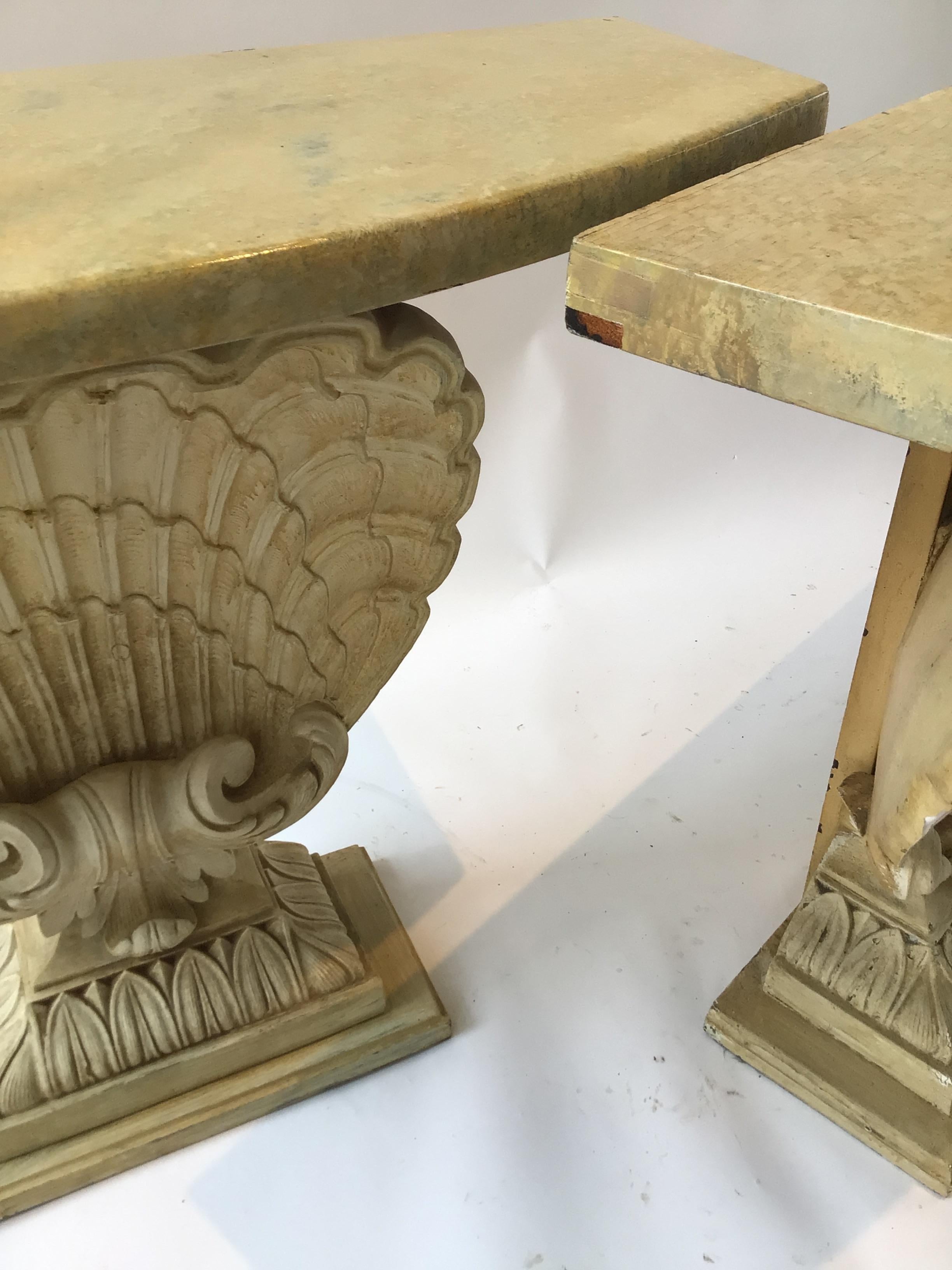 Pair of 1940s Grosfeld House Shell Consoles In Good Condition In Tarrytown, NY