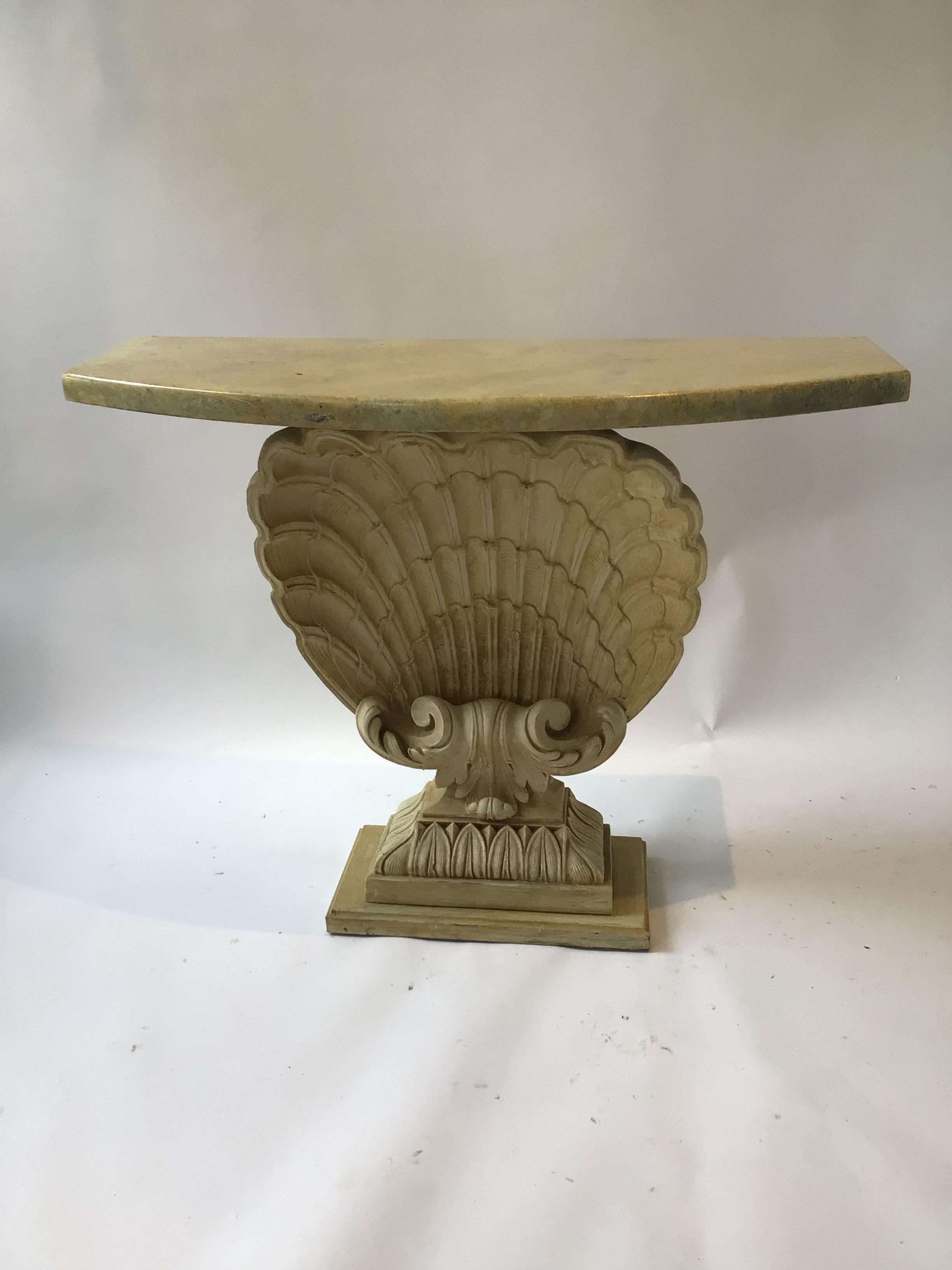 Mid-20th Century Pair of 1940s Grosfeld House Shell Consoles