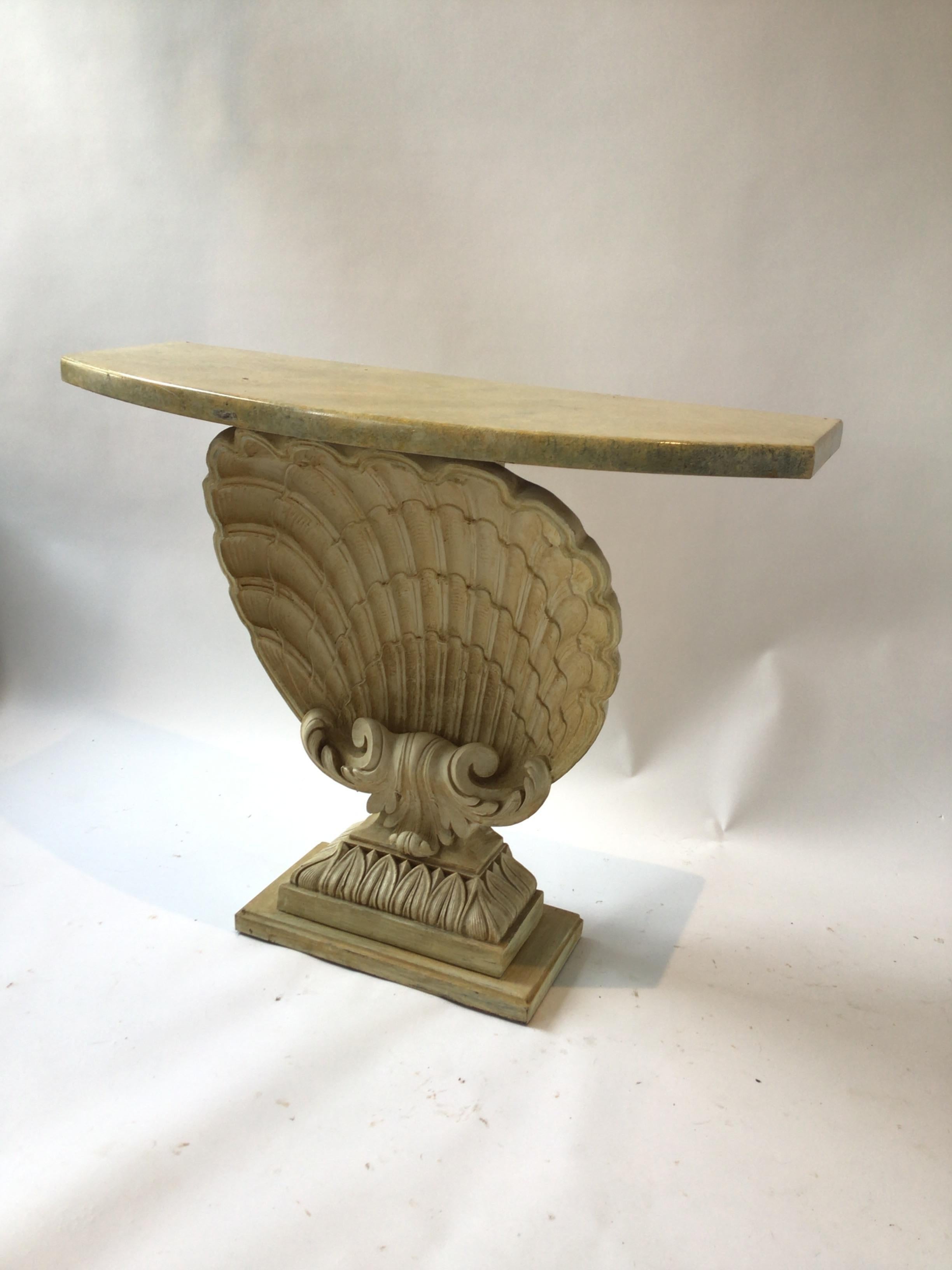 Plaster Pair of 1940s Grosfeld House Shell Consoles