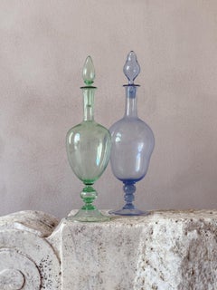 Hand-Blown Murano Glass Decanters by Pauly & Co., Green & Blue, 1940s