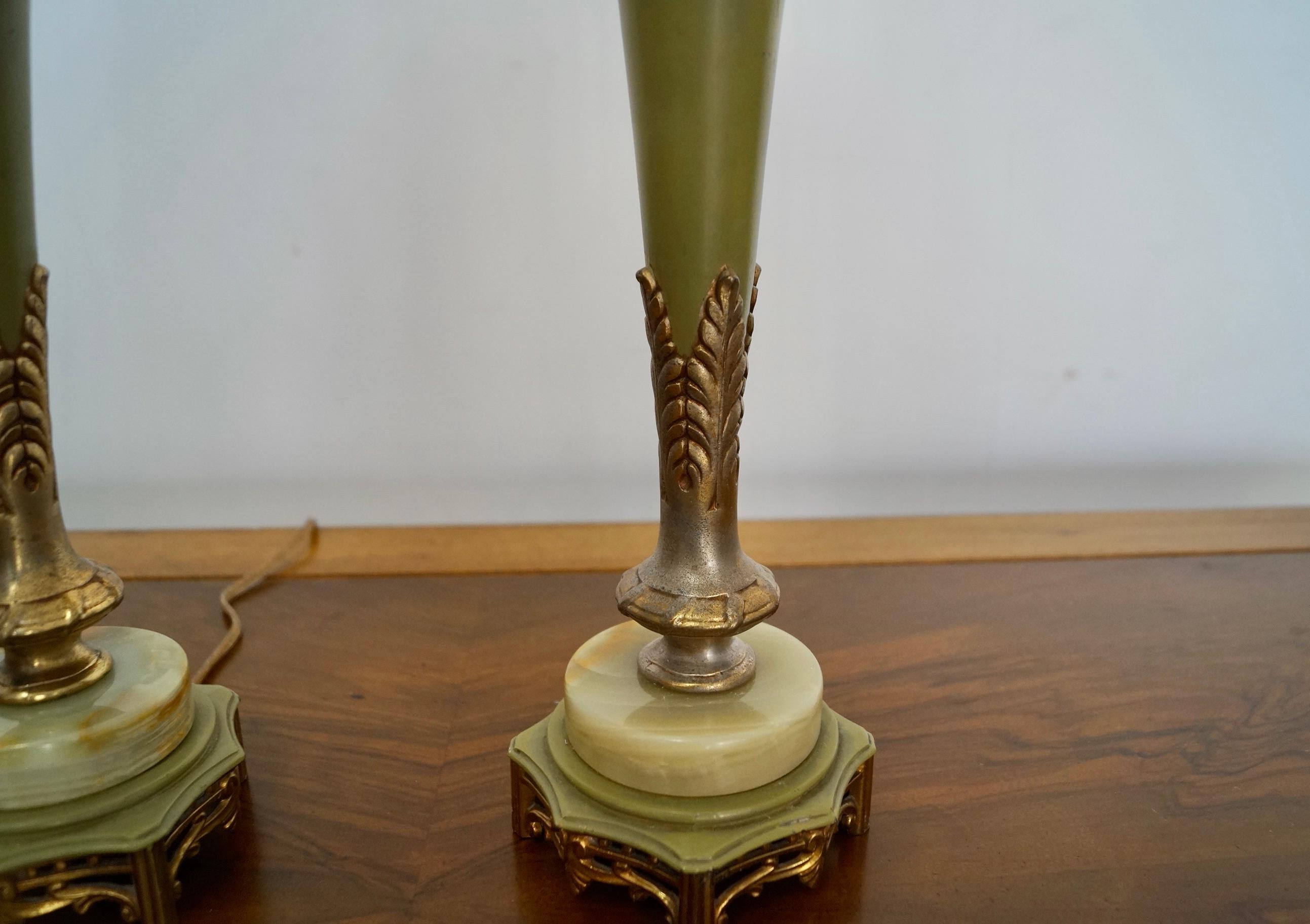 Pair of 1940's Hollywood Regency Rembrandt Table Lamps For Sale 5