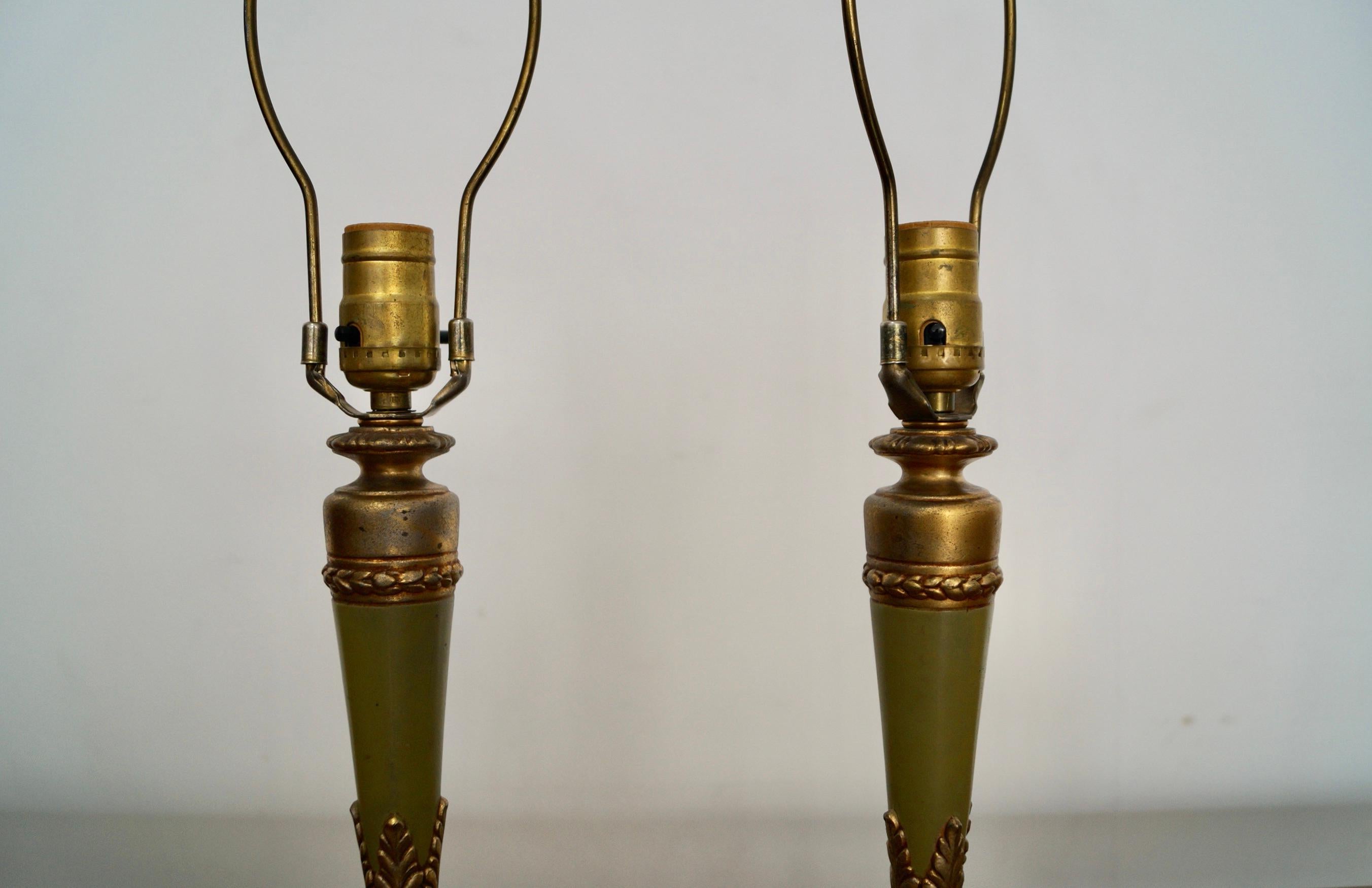 Pair of 1940's Hollywood Regency Rembrandt Table Lamps For Sale 7