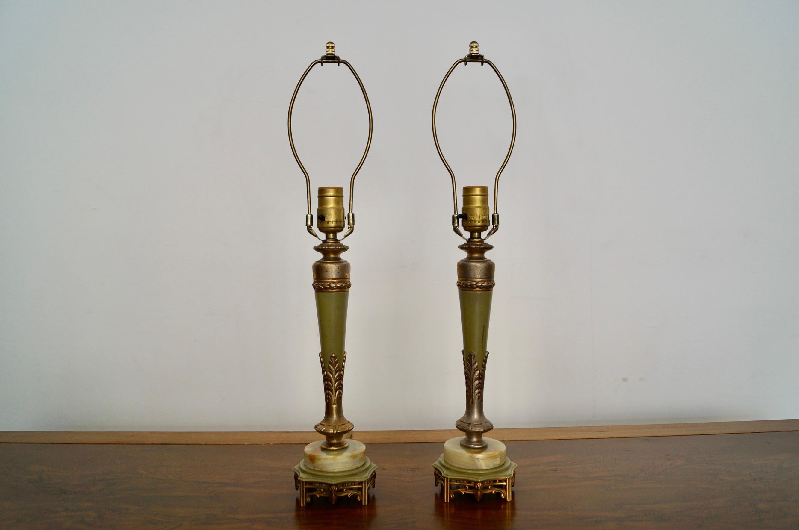 Pair of 1940's Hollywood Regency Rembrandt Table Lamps In Good Condition For Sale In Burbank, CA