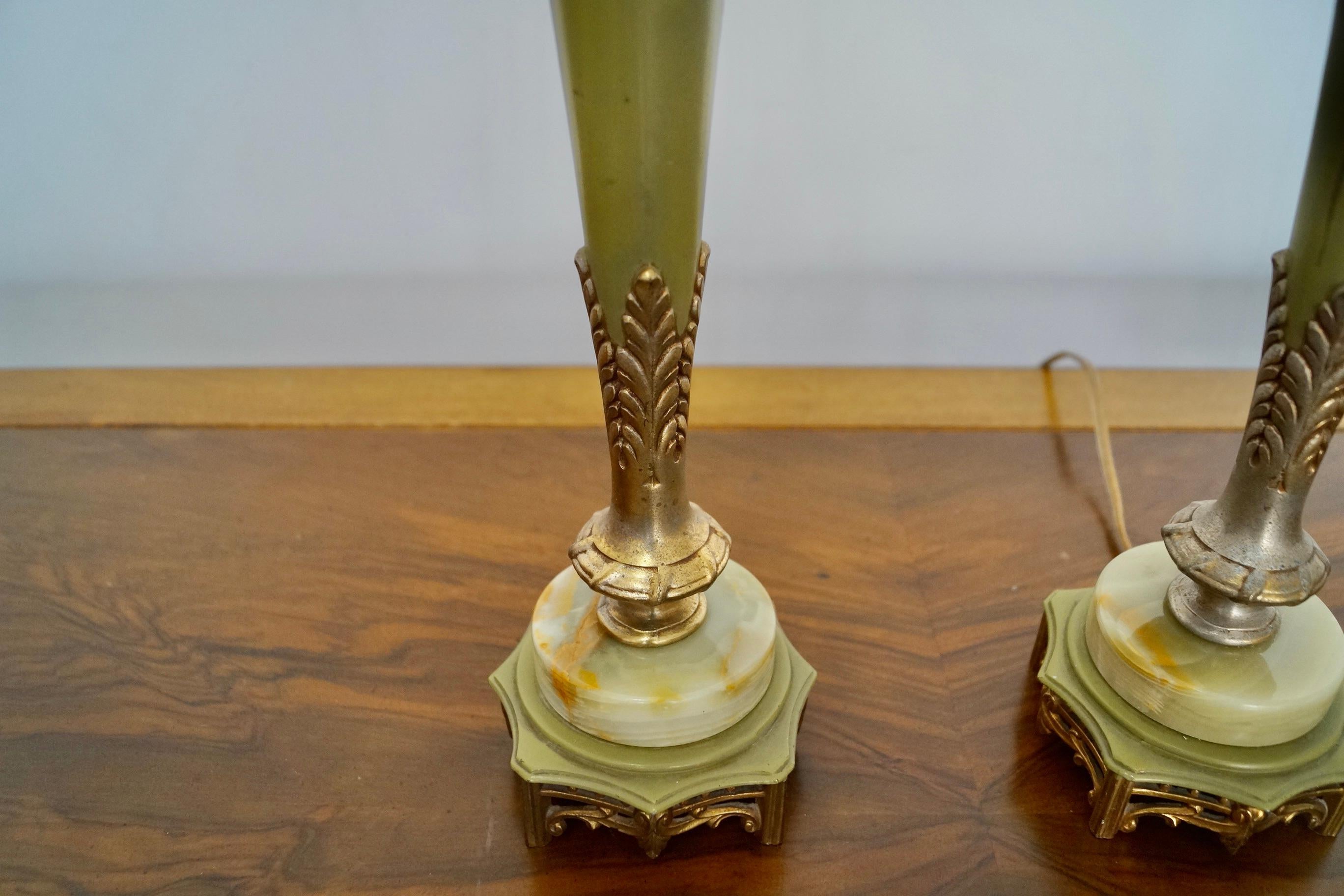 Pair of 1940's Hollywood Regency Rembrandt Table Lamps For Sale 2