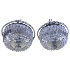 Coppia di lampadari a incasso in cristallo stile Hollywood degli anni '40