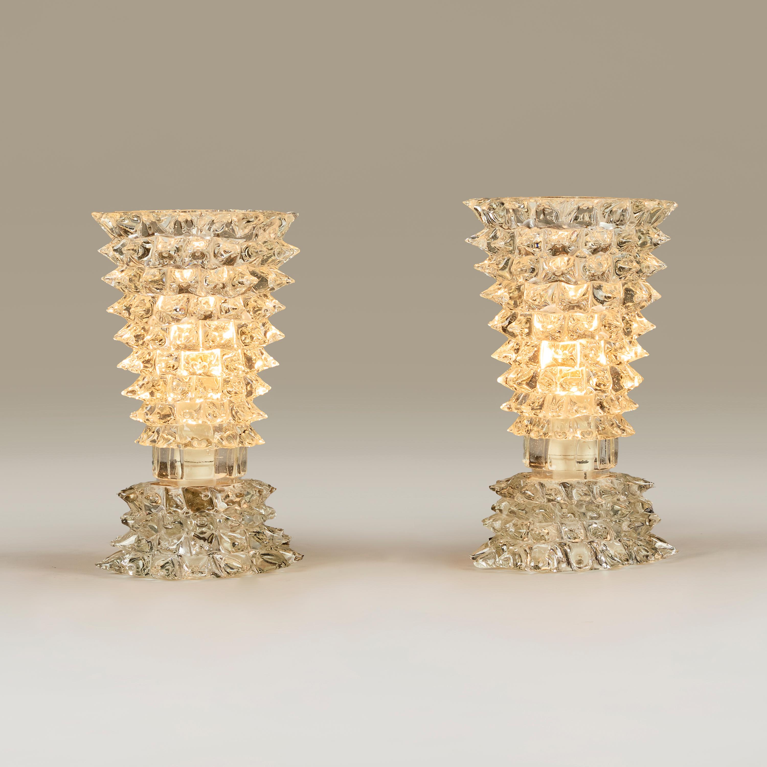 Pareja de lámparas de mesa Ercole Barovier Rostrato italianas de los años 40 en venta 1