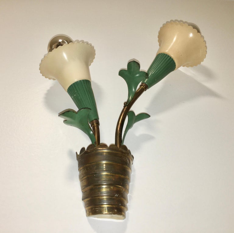 Pair of 1940s Italian 'Flower Pot' Wall Sconces at 1stDibs 1940s wall