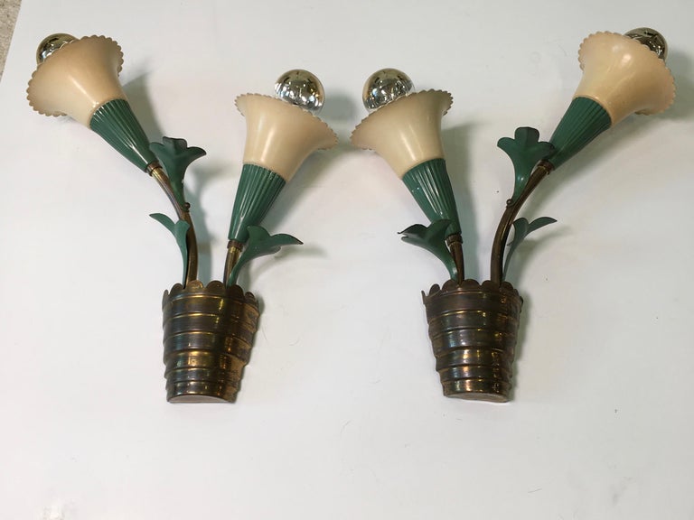 Pair of 1940s Italian 'Flower Pot' Wall Sconces at 1stDibs 1940s wall