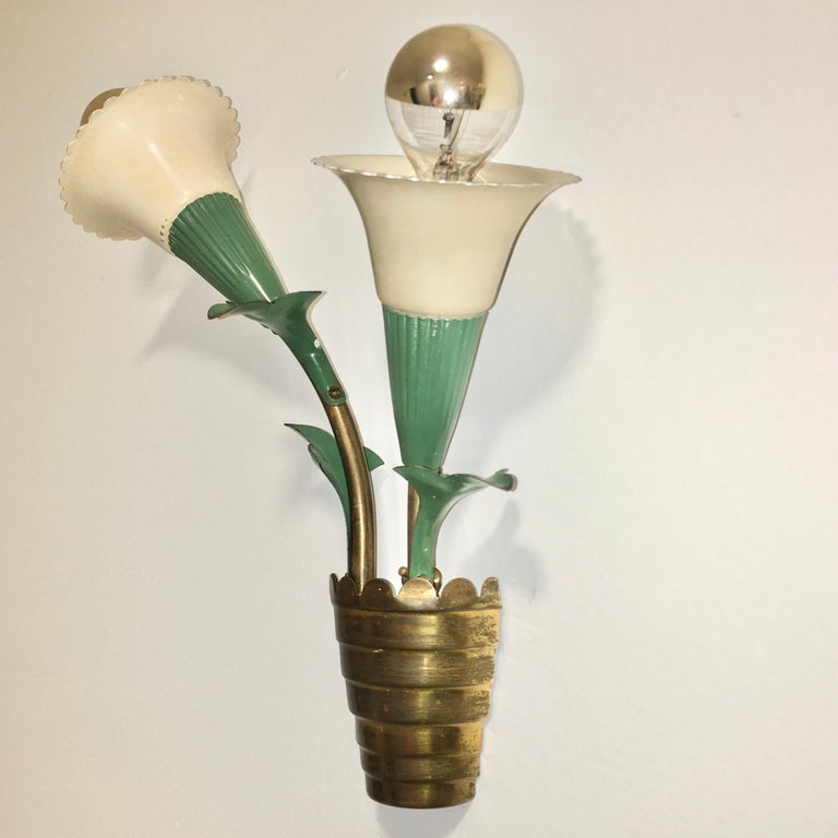 Pair of 1940s Italian 'Flower Pot' Wall Sconces at 1stDibs 1940s wall