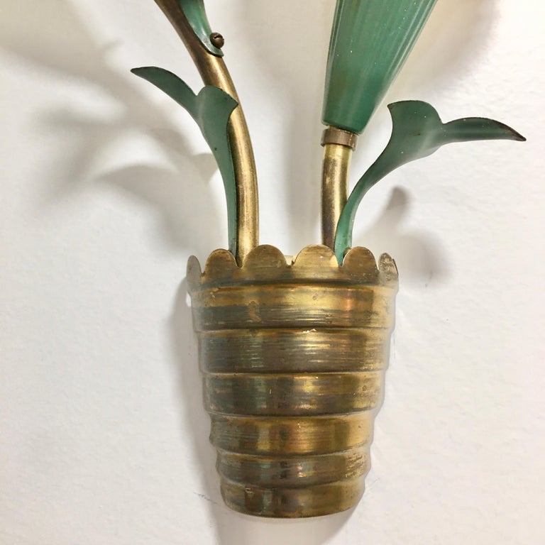 Pair of 1940s Italian 'Flower Pot' Wall Sconces at 1stDibs 1940s wall