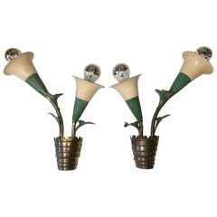 Pair of 1940s Italian 'Flower Pot' Wall Sconces